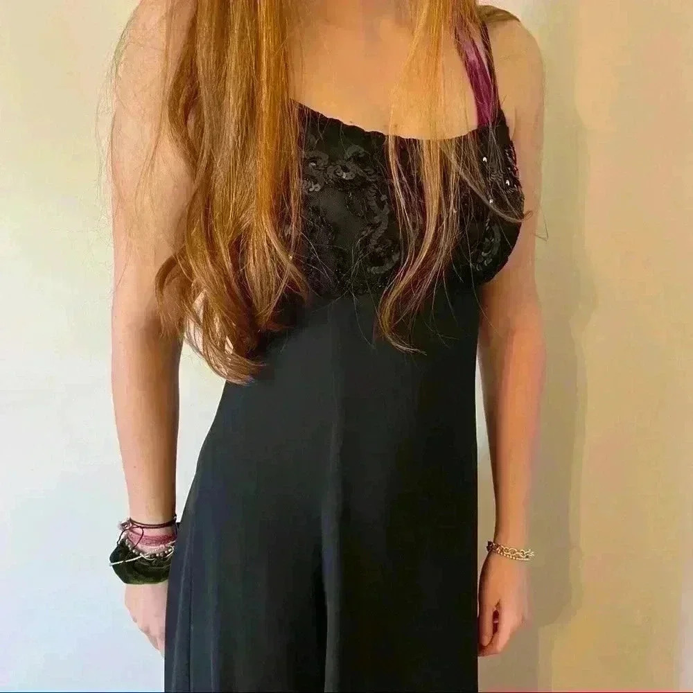 New with tags maxi black dress with sequins women 6